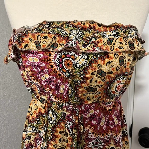 Johnny Martin Strapless Casual Summer Mini Print Dress/Coverup - Picture 2 of 11